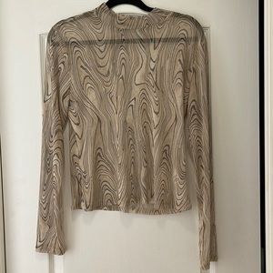 Dynamite Mesh Sheer Mock Neck Top